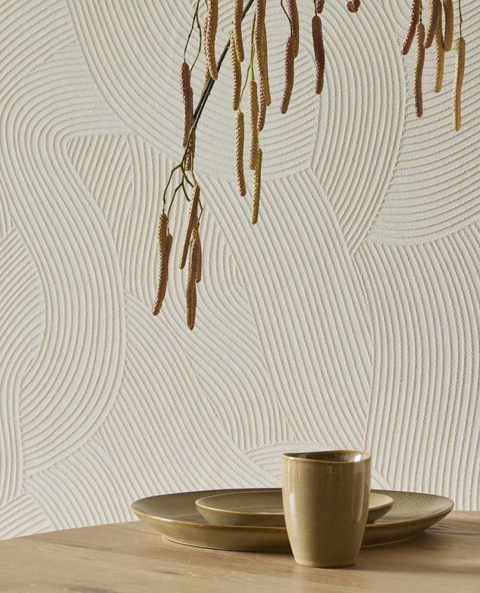 Tapeta, bielo-krémová, vlnky, 363271, Calm Crafted, Eijffinger