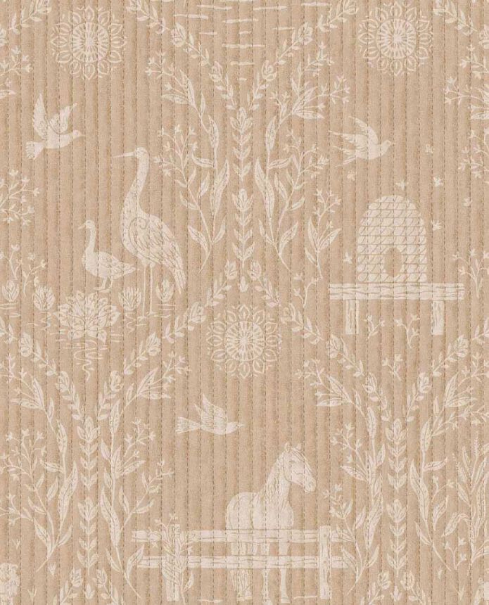 Hnedá tapeta, zvieratá, kvety, 363130, Tiny Treasures, Eijffinger