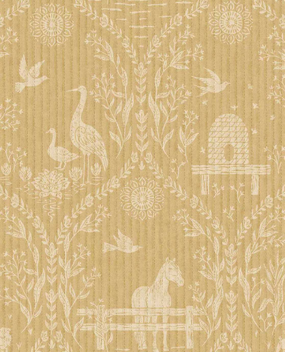 Žltá tapeta, zvieratá, kvety, 363131, Tiny Treasures, Eijffinger