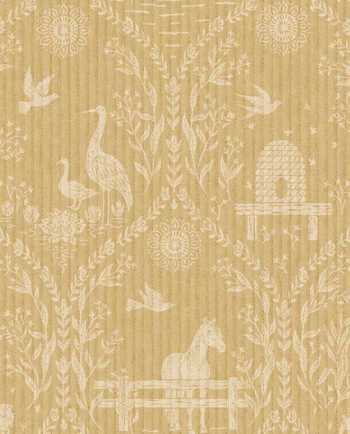 Žltá tapeta, zvieratá, kvety, 363131, Tiny Treasures, Eijffinger
