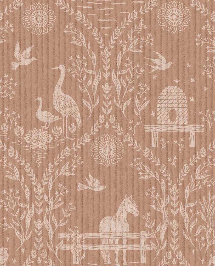 Oranžová tapeta, zvieratá, kvety, 363132, Tiny Treasures, Eijffinger