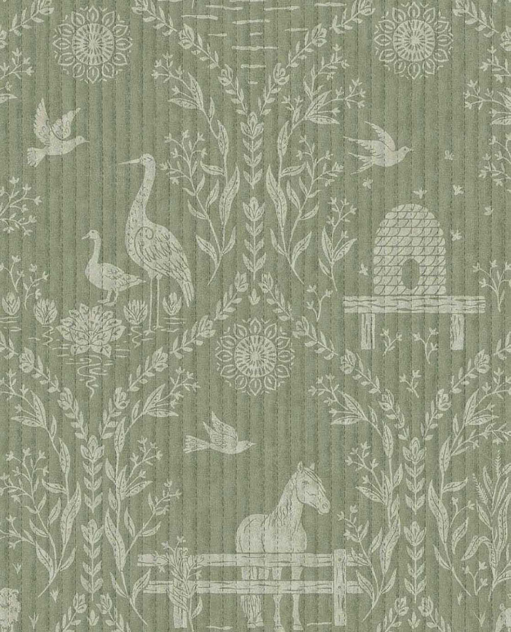 Zelená tapeta, zvieratá, kvety, 363134, Tiny Treasures, Eijffinger