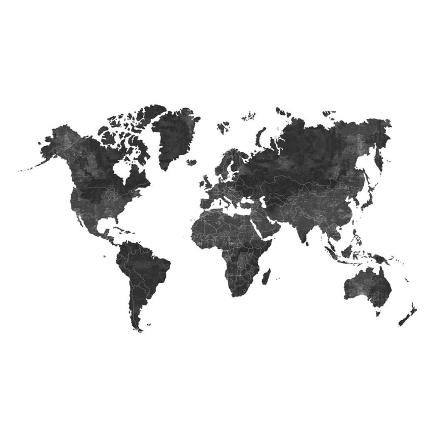 Vliesová obrazová tapeta mapa sveta 158941, 300x300cm, Black & White, Esta