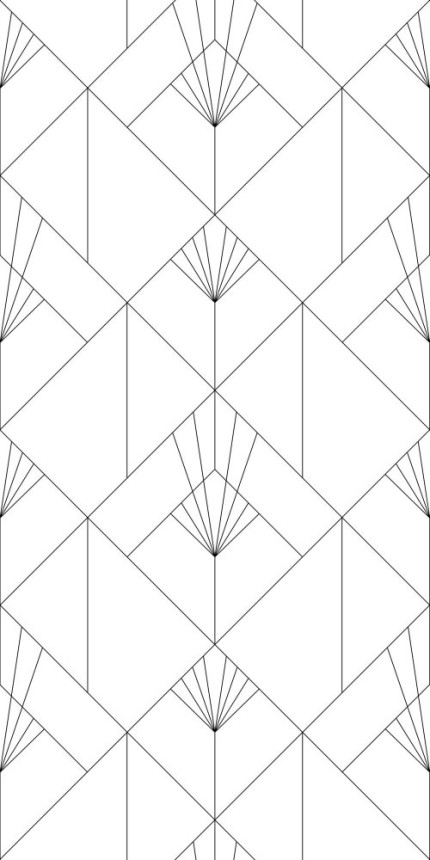 Vliesová fototapeta, čiernobiely geometrický vzor Art Deco 158934, 150x300cm, Black & White, Esta