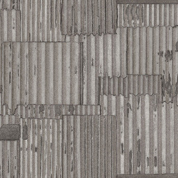 Sivostrieborná vliesová tapeta design vlnitý plech 347618, Matières - Metal, Origin