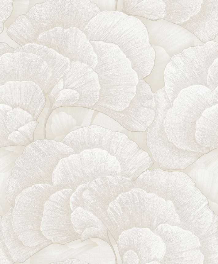 Tapeta s listami ginka, svetlá béžovo-sivá, strieborná, RE521011, Renaissance, Design ID