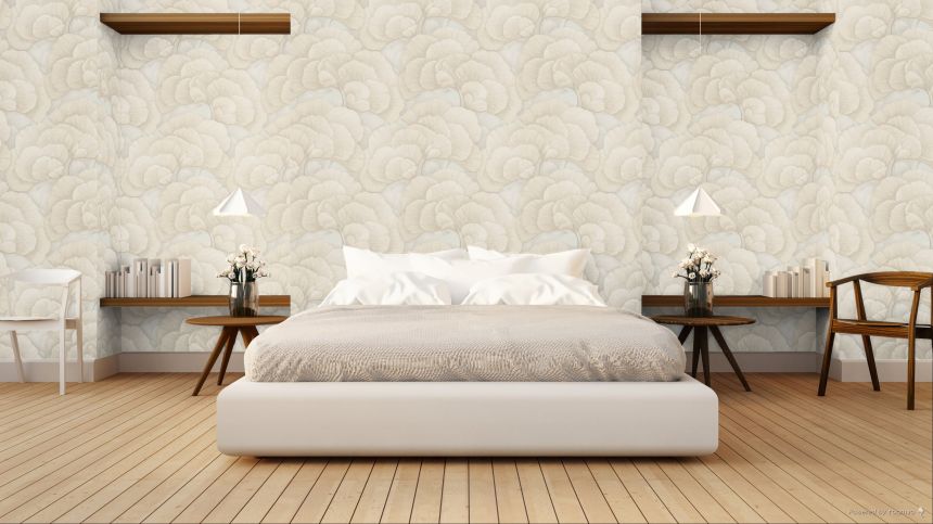 Tapeta s listami ginka, svetlá sivá, zlatá, RE521013, Renaissance, Design ID