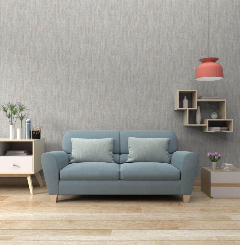 Tapeta s imitáciou hrubej látky, sivá, béžová, RE521023, Renaissance, Design ID