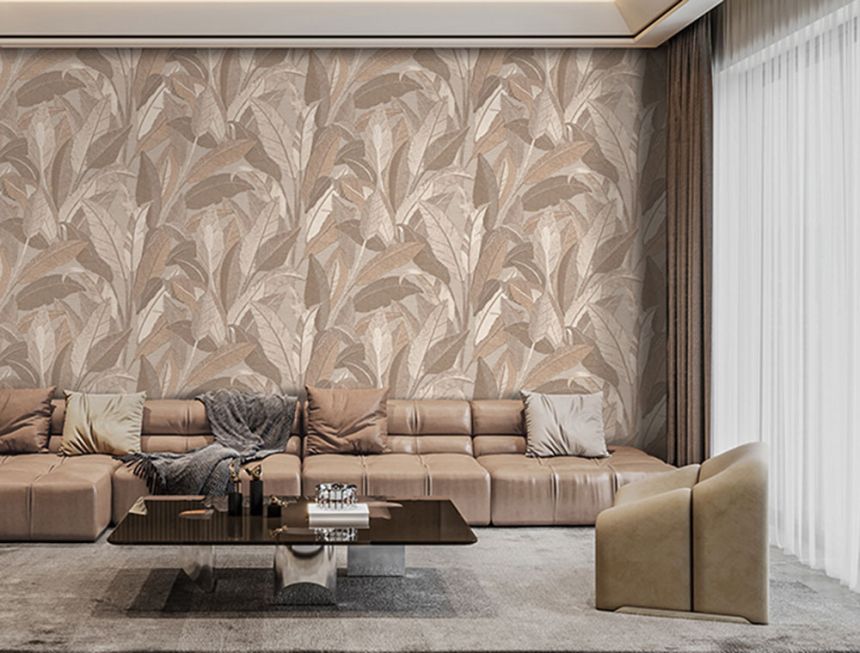 Tapeta s listami, červeno-hnedá, hnedá, RE521053, Renaissance, Design ID
