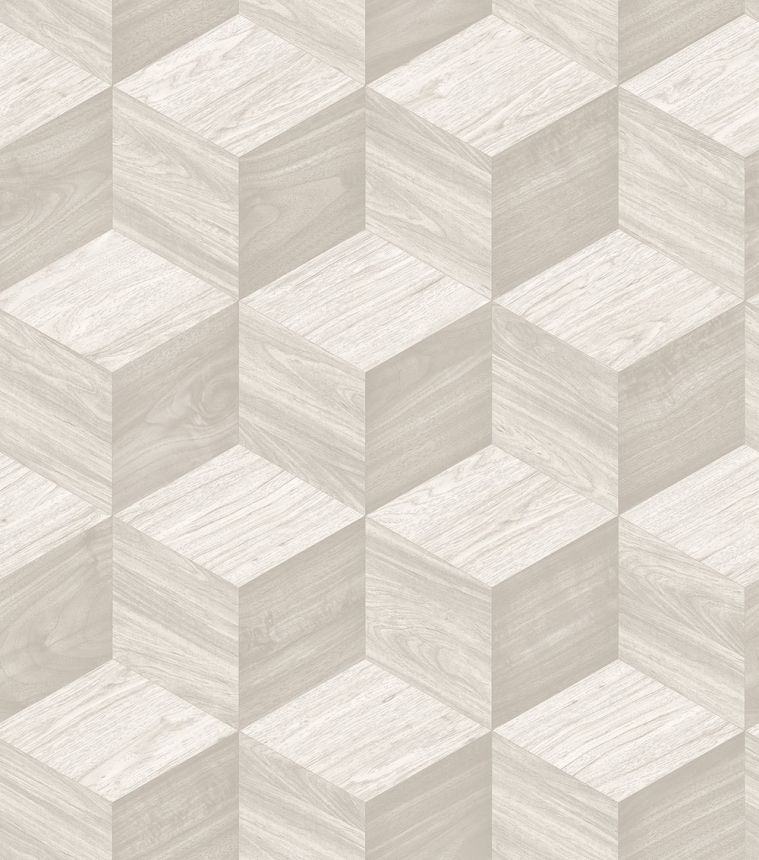 3D tapeta s imitáciou dreva, svetlá béžovo-sivá, RE521091, Renaissance, Design ID