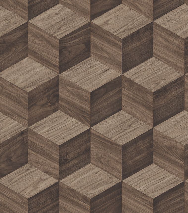 3D tapeta s imitáciou dreva, hnedá, RE521094, Renaissance, Design ID