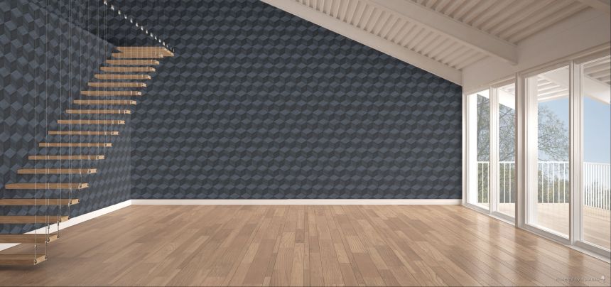 3D tapeta s imitáciou dreva, tmavomodrá, RE521095, Renaissance, Design ID