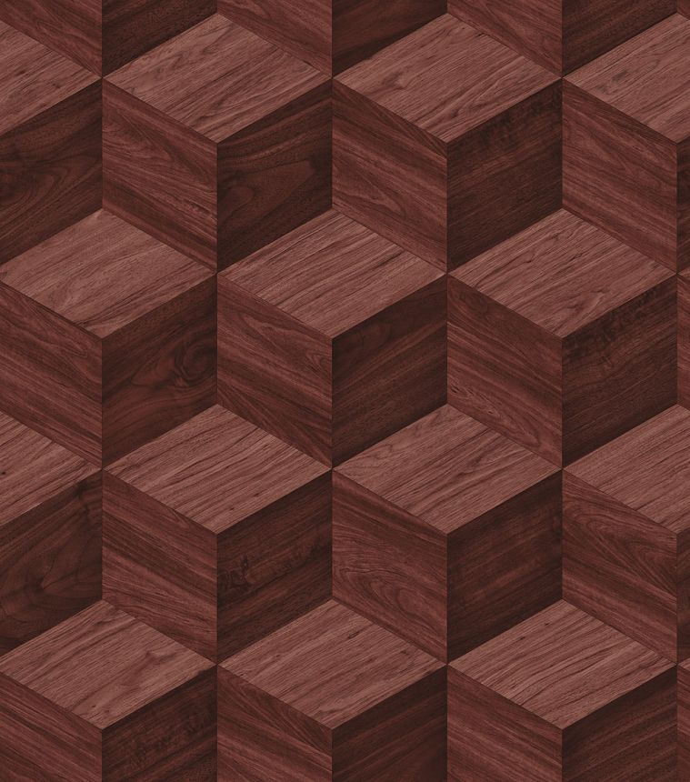 3D tapeta s imitáciou dreva, červeno-hnedá, RE521096, Renaissance, Design ID