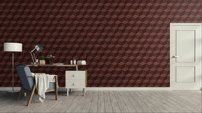 3D tapeta s imitáciou dreva, červeno-hnedá, RE521096, Renaissance, Design ID