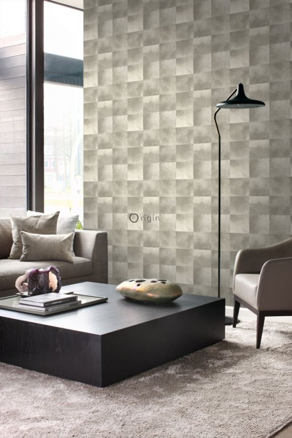 Vliesová tapeta na stenu sivá, štvorcový vzor imitácie kožušiny 347323, Luxury Skins, Origin
