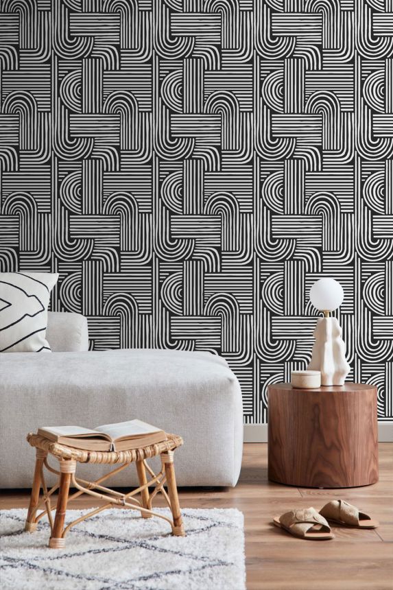 Geometrická tapeta, čierno-biela,  139941, Color Pop, Esta Home