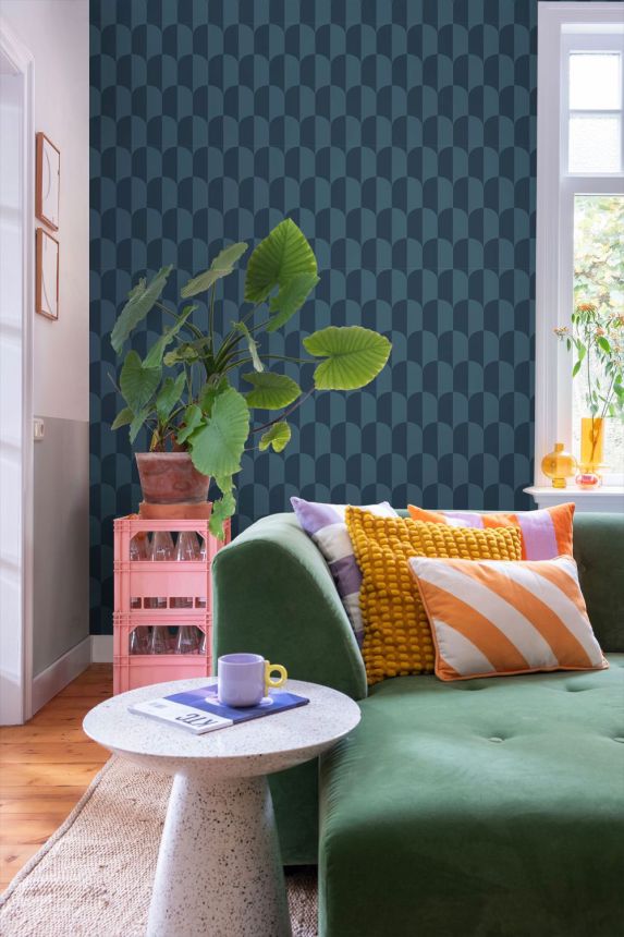 Tapeta s motívom Art Deco, modrá, 139990, Color Pop, Esta Home