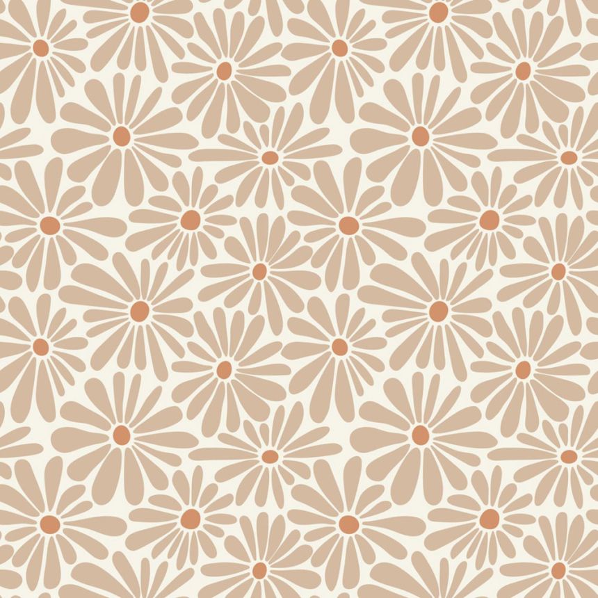 Kvetinová tapeta, hnedá, béžová, 131148, Color Pop, Esta Home