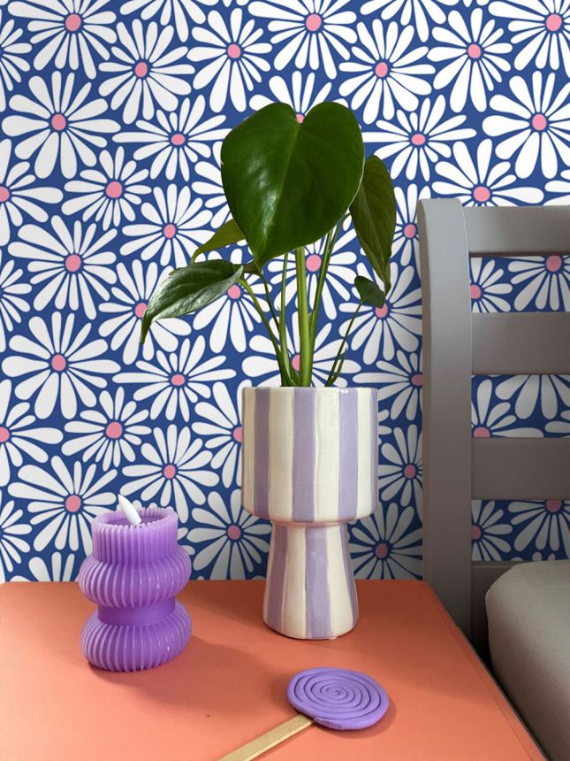 Kvetinová tapeta, modrá, biela, 131150, Color Pop, Esta Home