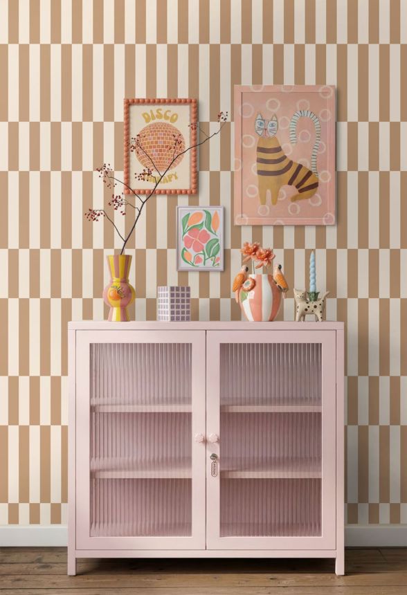 Tapeta s pruhmi, hnedá, béžová, 131214, Color Pop, Esta Home