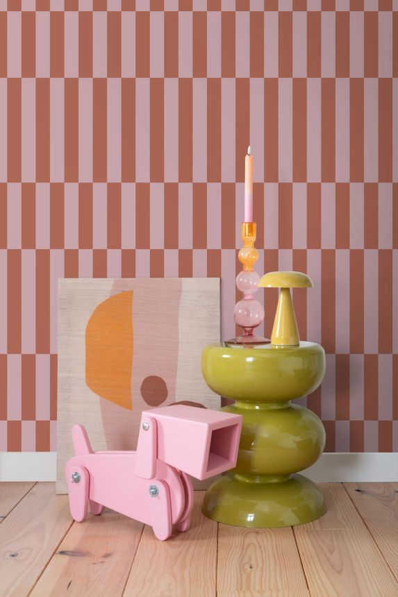 Tapeta s pruhmi, červeno-hnedá, ružová, 131216, Color Pop, Esta Home