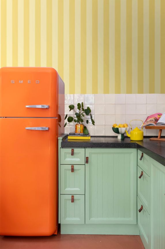 Tapeta s pruhmi, žltá, krémová, 131575, Color Pop, Esta Home