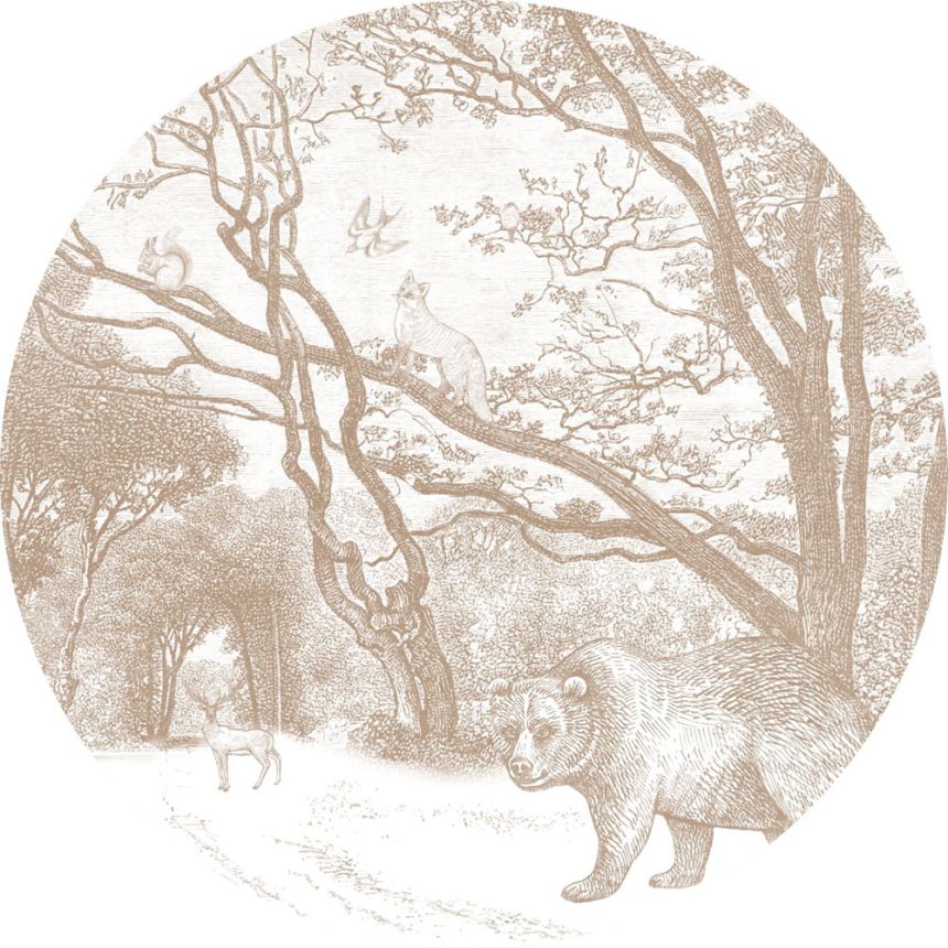 Samolepiaca kruhová obrazová tapeta Les, lesné zvieratká 159085, priemer 140 cm, Forest Friends, Esta