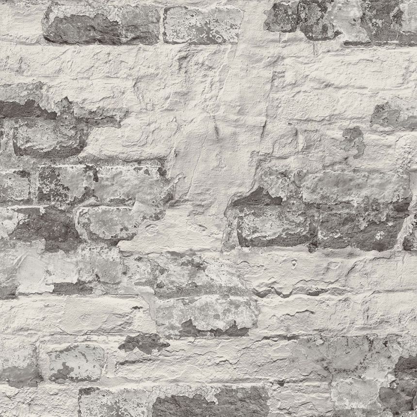 Sivá vliesová tapeta na stenu tehla, tehlový múr WL3301, Wanderlust, Grandeco