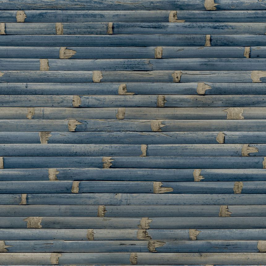 Modrá vliesová tapeta na stenu, imitácia bambusu, WL1102, Wanderlust, Grandeco