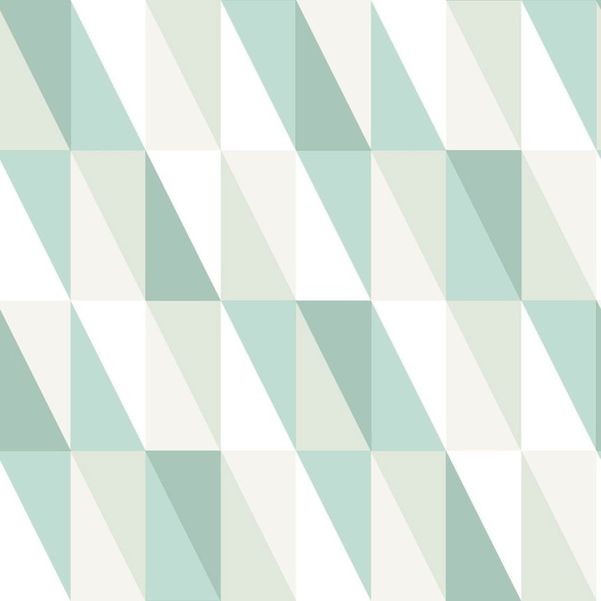 Vliesová tapeta geometrický vzor - zeleno-biele trojuholníky 138920, Little Bandits, Esta