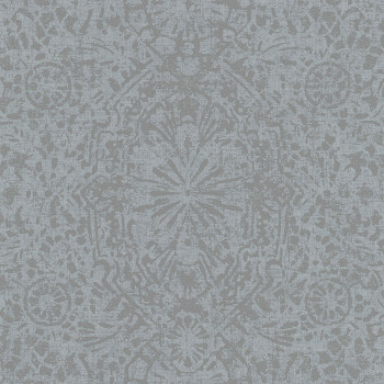 Sivostrieborná vliesová tapeta s damaškovým vzorom EE3105, Elementum, Grandeco