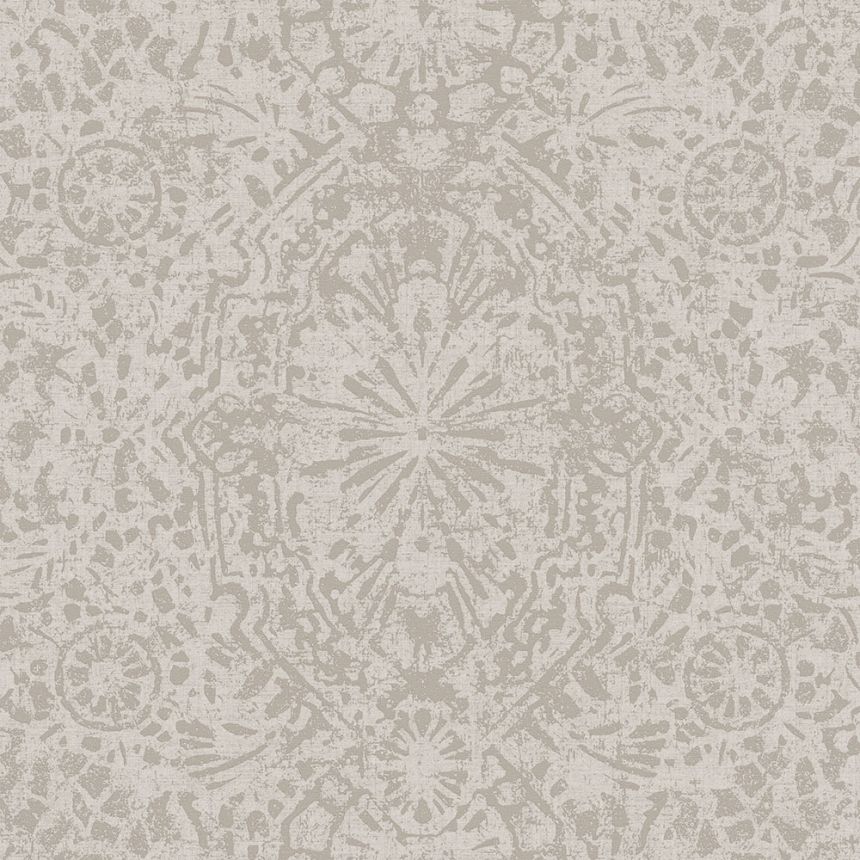 Hnedo-béžová vliesová tapeta na stenu, damaškový vzor EE3103, Elementum, Grandeco