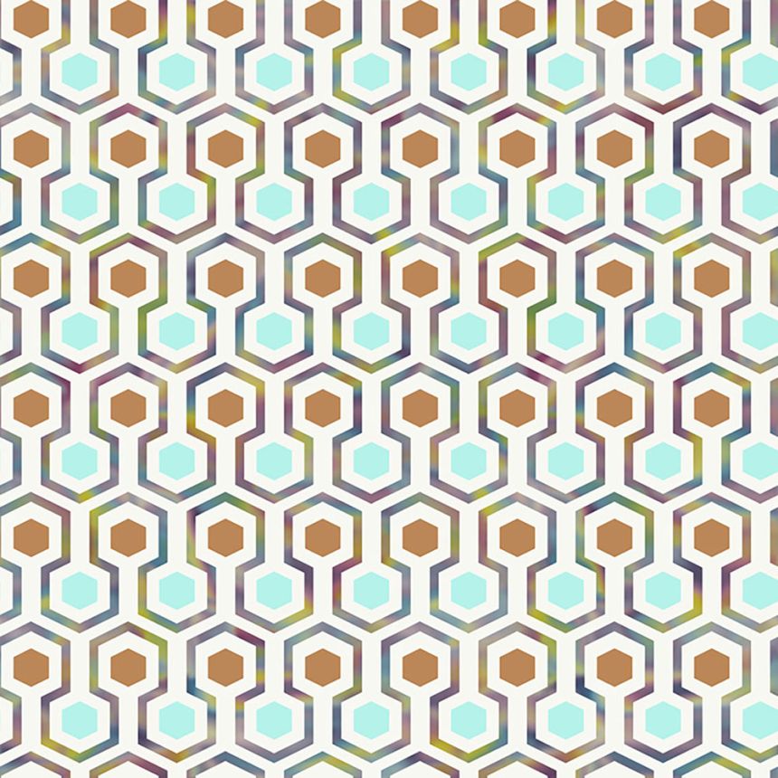 Vliesová tapeta geometrický vzor farebných hexagónov GV24292, Good Vibes, Decoprint