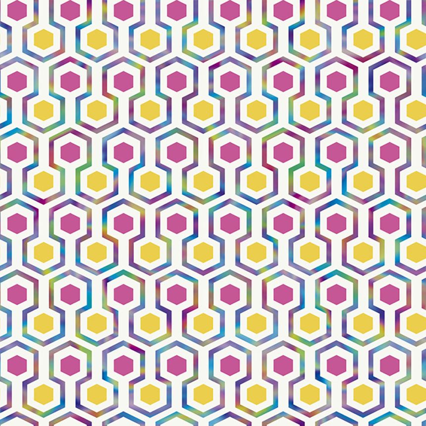 Vliesová tapeta geometrický vzor farebných hexagónov GV24290, Good Vibes, Decoprint