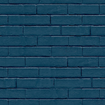 Vliesová petrolejovo modrá tapeta na stenu tehla GV24257, Good Vibes, Decoprint