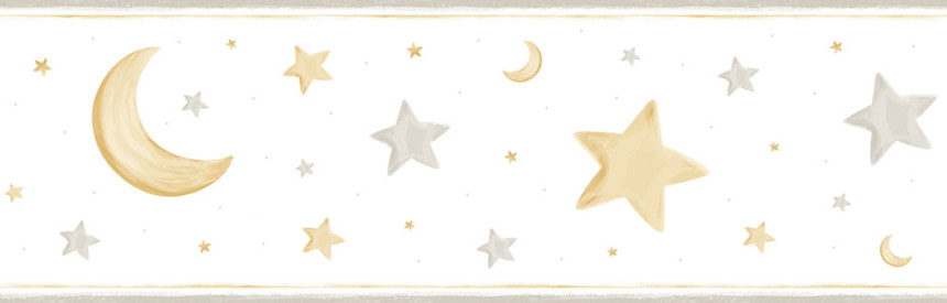 Detská samolepiaca bordúra Hviezdičky, mesiac 470-3, Pippo, ICH Wallcoverings