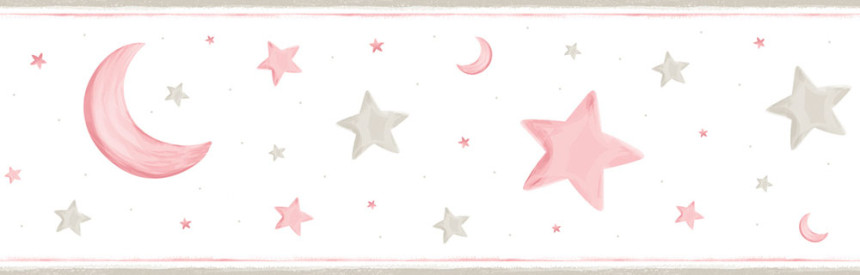 Detská samolepiaca bordúra Hviezdičky, mesiac 470-2, Pippo, ICH Wallcoverings