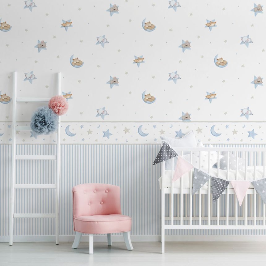 Detská samolepiaca bordúra Hviezdičky, mesiac 470-2, Pippo, ICH Wallcoverings