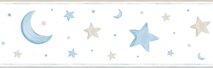 Detská samolepiaca bordúra Hviezdičky, mesiac 470-1, Pippo, ICH Wallcoverings