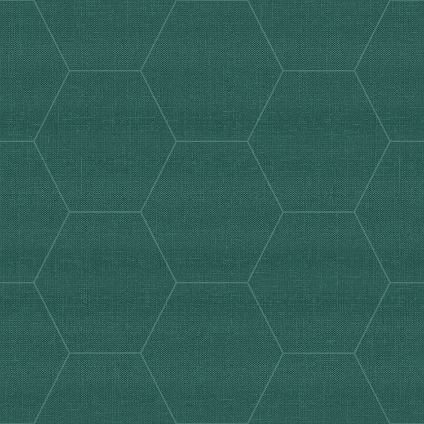 Vliesová zelená tapeta geometrický vzor s hexagónmi 148752, Blush, Esta Home