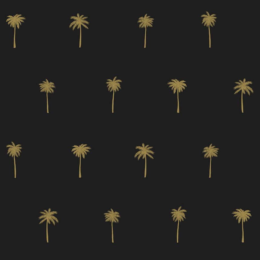 Vliesová čierna tapeta so zlatými palmami 139161, Paradise, Esta Home
