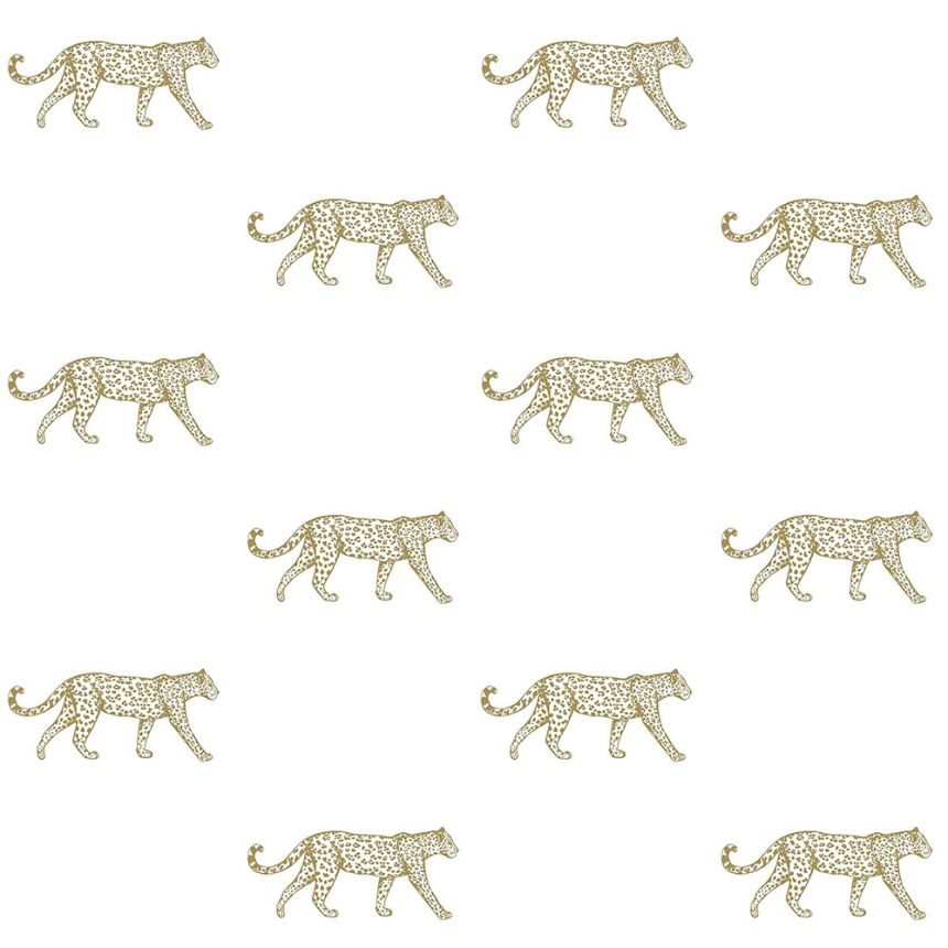 Biela vliesová tapeta so zlatými leopardmi 347685, Precious, Origin