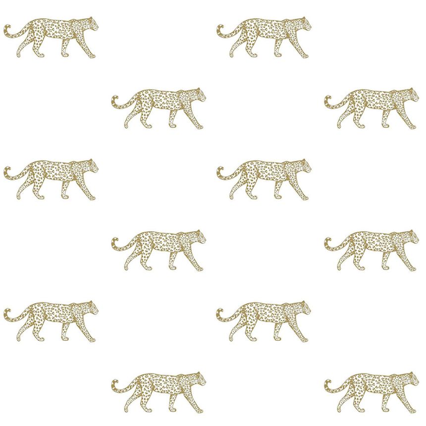 Biela vliesová tapeta so zlatými leopardmi 347685, Precious, Origin