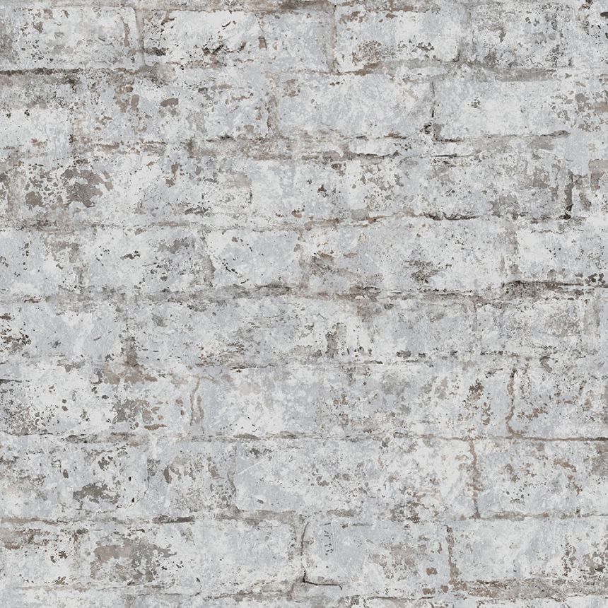 Vliesová sivá umývateľná tapeta na stenu tehly, tehlová stena - M52909, Loft, Ugépa