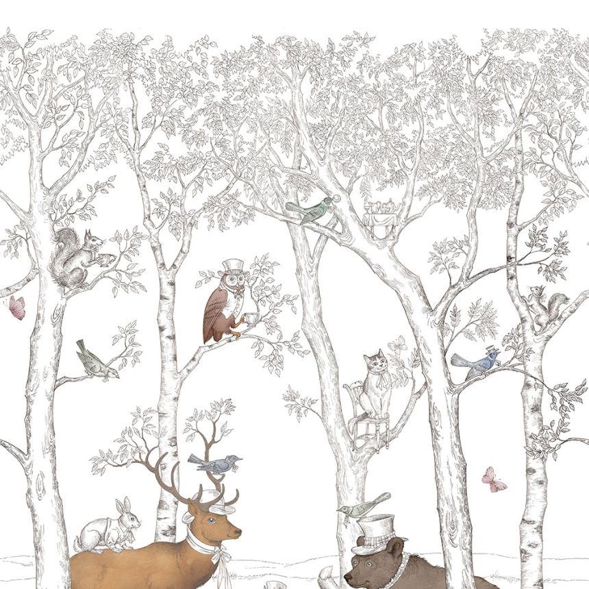 Vliesová detská fototapeta, les, lesné zvieratká JS6001, 212 x 280cm, Jack´N Rose 2024, Grandeco