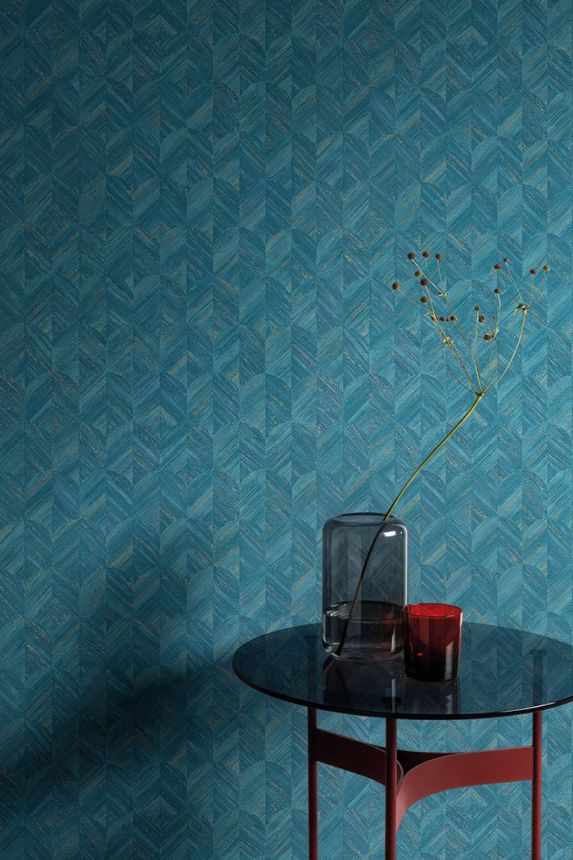 Modrá tapeta s geometrickým vzorom MU3206 Muse, Grandeco