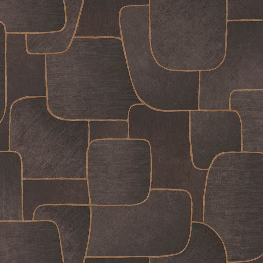 Hnedá čokoládová tapeta s geometrickým vzorom MU3105 Muse, Grandeco