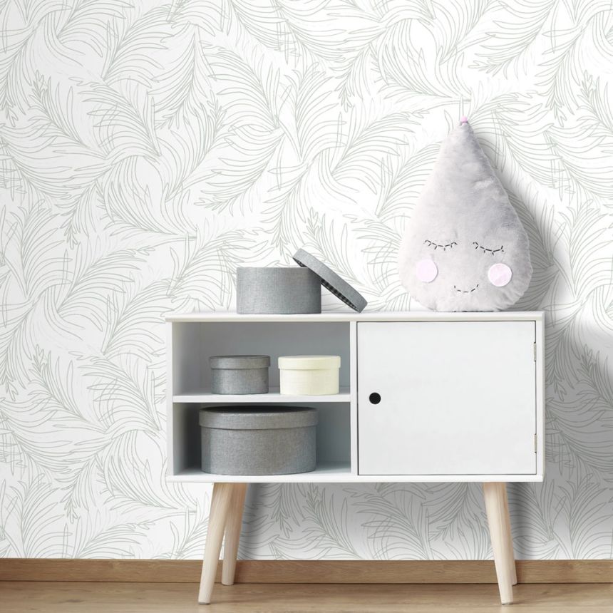 Bielo-zelená vliesová tapeta na stenu, palmové listy 6507-3, Batabasta, ICH Wallcoverings