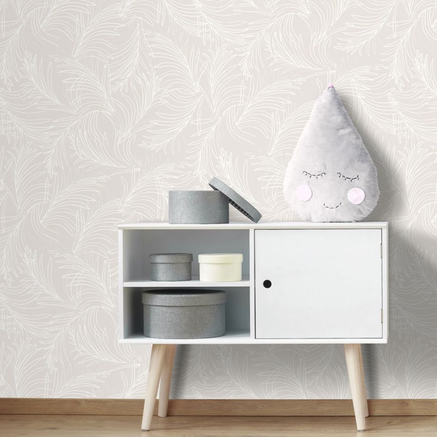 Béžová vliesová tapeta na stenu, palmové listy 6507-2, Batabasta, ICH Wallcoverings