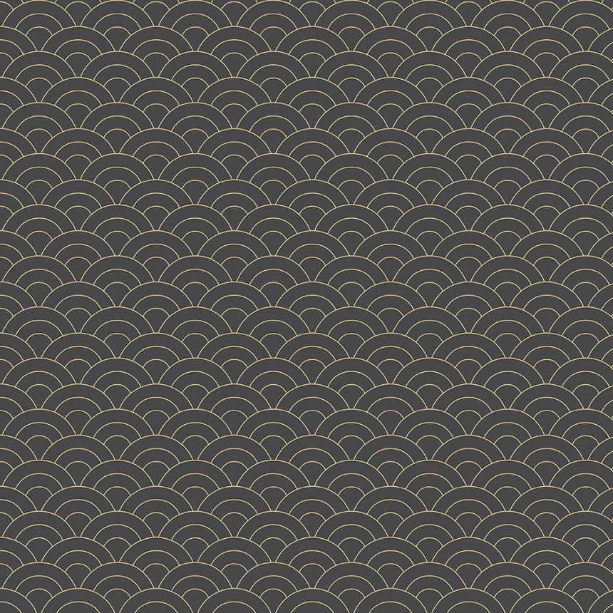 Čierno-zlatá vliesová tapeta na stenu, oblúkový vzor 6506-4, Batabasta, ICH Wallcoverings